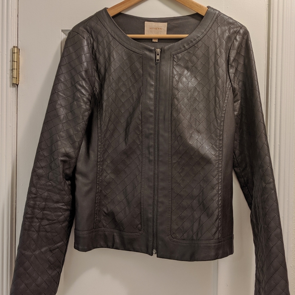 Skies Are Blue Faux Quilted Leather Jacket